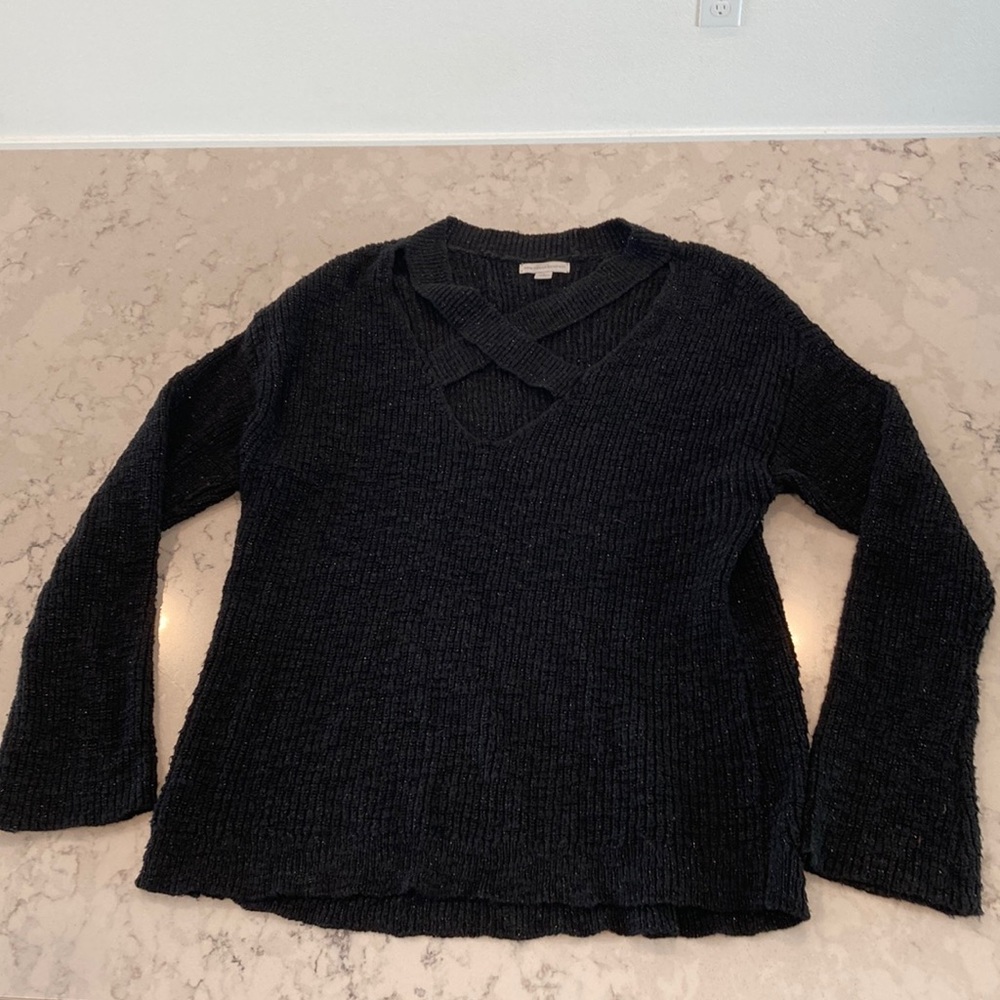 New York & Company Criss Cross Sparkle sweater Size XL Color Black with sparkle